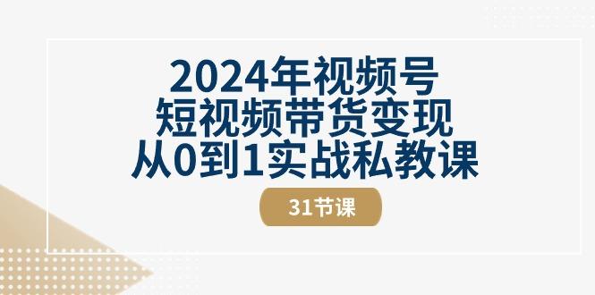 2024年视频号短视频带货变现从0到1实战私教课(30节视频课)-易读网