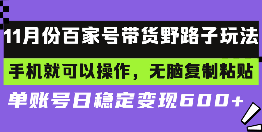 百家号带货野路子玩法 手机就可以操作，无脑复制粘贴 单账号日稳定变现…-易读网