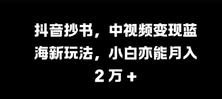 抖音抄书，中视频变现蓝海新玩法，小白亦能月入 过W【揭秘】-易读网