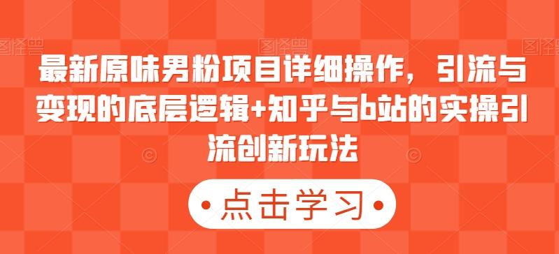 最新原味男粉项目详细操作，引流与变现的底层逻辑+知乎与b站的实操引流创新玩法-易读网