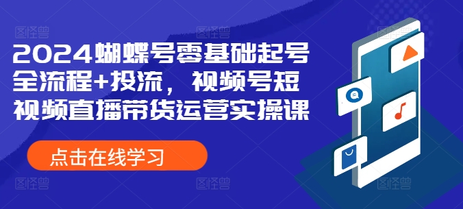 2024蝴蝶号零基础起号全流程+投流，视频号短视频直播带货运营实操课-易读网