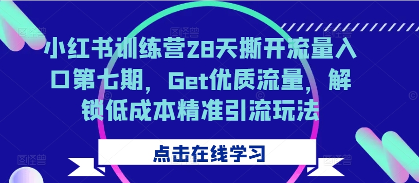 小红书训练营28天撕开流量入口第七期，Get优质流量，解锁低成本精准引流玩法-易读网