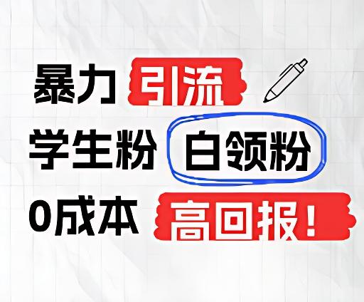 暴力引流学生粉白领粉，吊打以往垃圾玩法，0成本，高回报-易读网