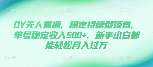 DY无人直播，稳定持续型项目，单号稳定收入500+，新手小白都能轻松月入过万【揭秘】-易读网