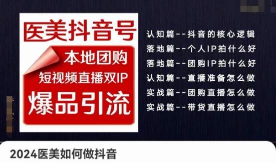 2024医美如何做抖音医美抖音号，本地团购、短视频直播双ip爆品引流，实操落地课-易读网