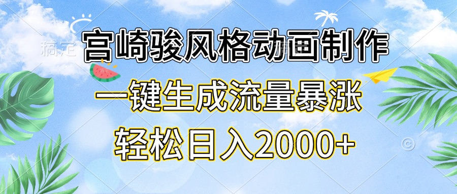 宫崎骏风格动画制作，一键生成流量暴涨，轻松日入2000+-易读网