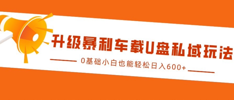 升级暴利车载U盘私域玩法，0基础小白也能轻松日入多张【揭秘】-易读网