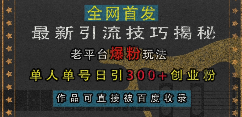 最新引流技巧揭秘，老平台爆粉玩法，单人单号日引300+创业粉，作品可直接被百度收录-易读网