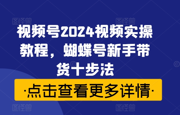 视频号2024视频实操教程，蝴蝶号新手带货十步法-易读网