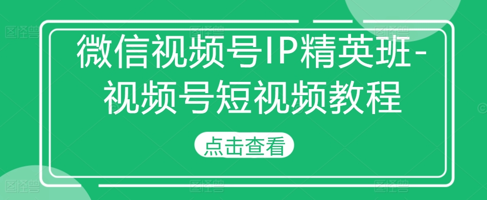 微信视频号IP精英班-视频号短视频教程-易读网