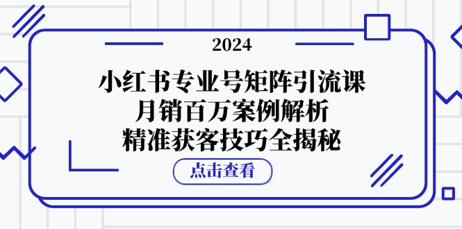 小红书专业号矩阵引流课，月销百万案例解析，精准获客技巧全揭秘-易读网