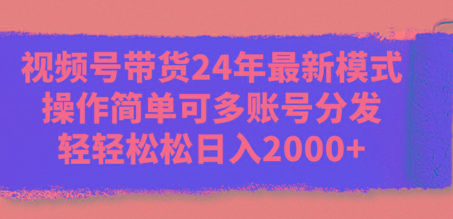 视频号带货24年最新模式，操作简单可多账号分发，轻轻松松日入2000+-易读网