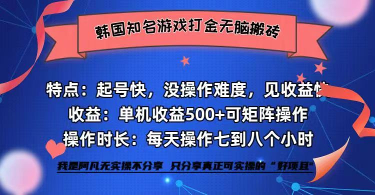 全网首发海外知名游戏打金无脑搬砖单机收益500+ 即做！即赚！当天见收益！-易读网
