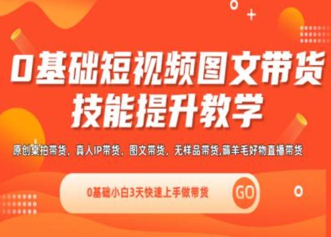 0基础短视频图文带货实操技能提升教学(直播课+视频课),0基础小白3天快速上手做带货-易读网