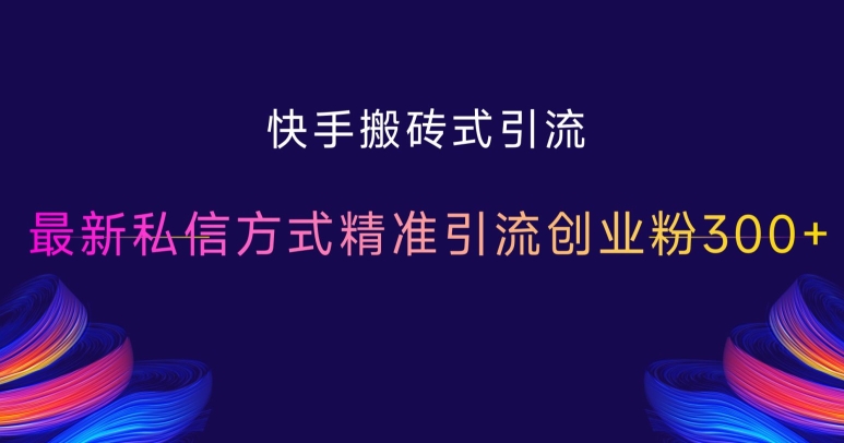快手搬砖式引流，最新私信方式精准引流创业粉300+-易读网