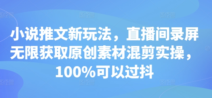 小说推文新玩法，直播间录屏无限获取原创素材混剪实操，100%可以过抖-易读网