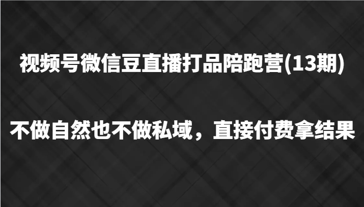 视频号微信豆直播打品陪跑(13期)，不做不自然流不做私域，直接付费拿结果-易读网