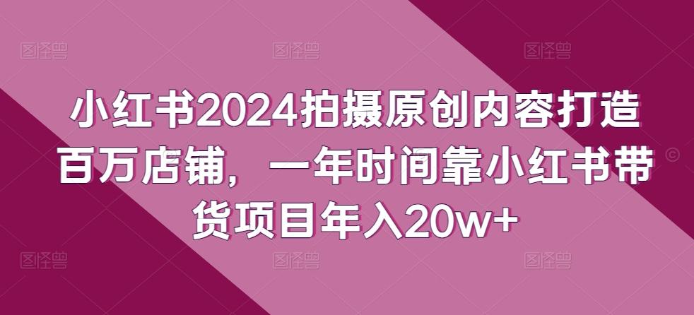 小红书2024拍摄原创内容打造百万店铺，一年时间靠小红书带货项目年入20w+-易读网