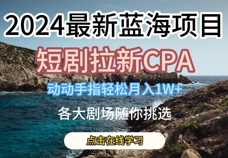 2024最新蓝海项日，短剧拉新CPA，动动手指轻松月入1W，全各大剧场随你挑选【揭秘】-易读网