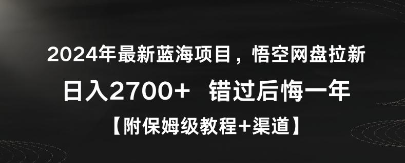 2024年最新蓝海项目，悟空网盘拉新，日入2700+错过后悔一年【附保姆级教程+渠道】【揭秘】-易读网