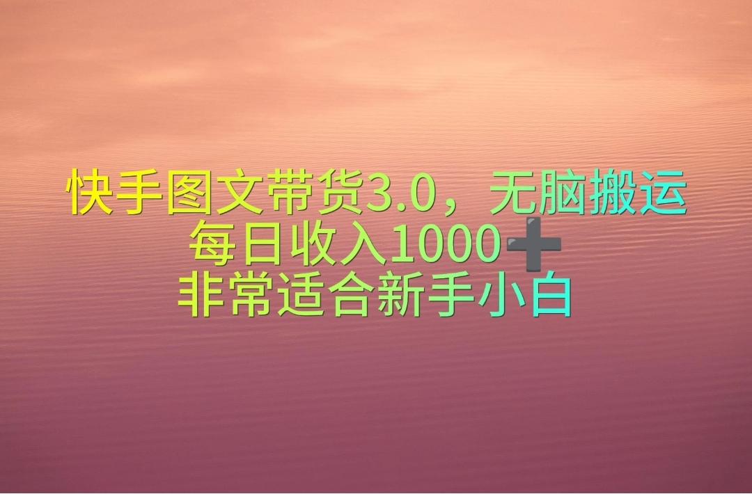 快手图文带货3.0，无脑搬运，每日收入1000＋，非常适合新手小白-易读网
