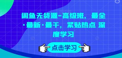 闲鱼无货源-高级班，最全·最新·最干，紧贴热点 深度学习-易读网
