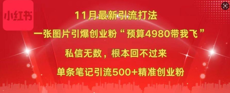 小红书11月最新图片打粉，一张图片引爆创业粉，“预算4980带我飞”，单条引流500+精准创业粉-易读网