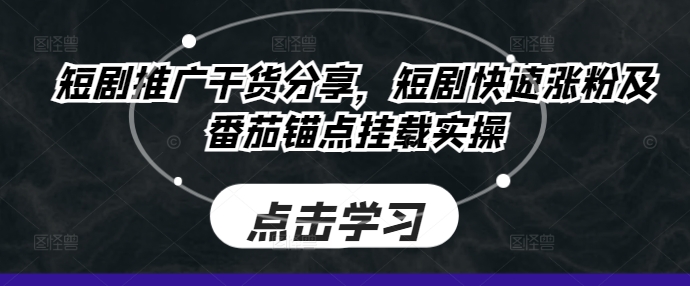 短剧推广干货分享，短剧快速涨粉及番茄锚点挂载实操-易读网