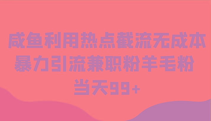 咸鱼利用热点截流无成本暴力引流兼职粉羊毛粉 当天99+-易读网