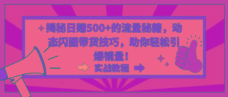 揭秘日赚500+的流量秘籍，动态闪图带货技巧，助你轻松引爆销量！-易读网